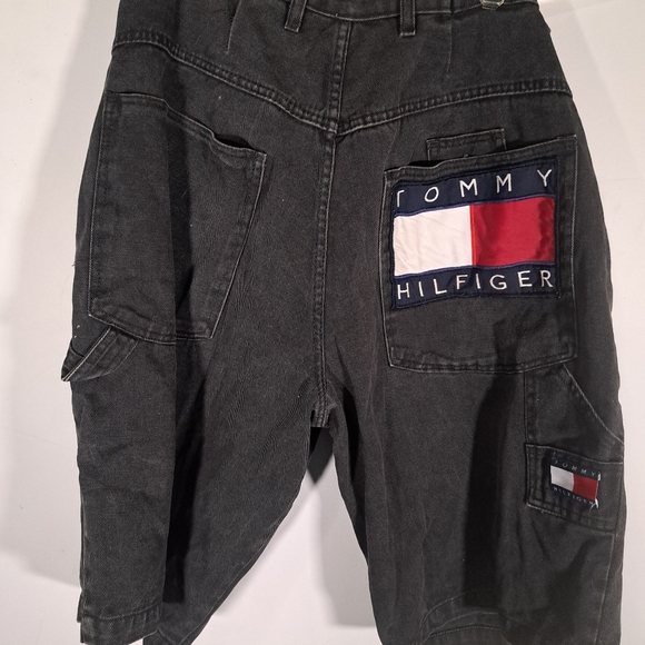 Y2K Vintage Tommy Hilifiger Black Denim Shorts Size 36 - Picture 4 of 10